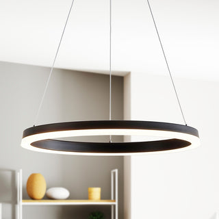 Baxter 1-Light Aluminum Integrated LED Hoop Pendant, Black