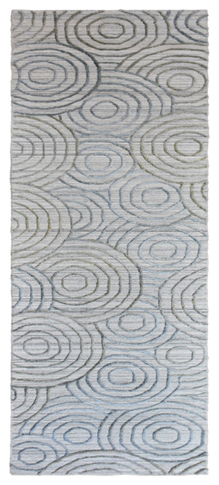 HAND WOVEN FLAT WEAVE KILIM POLYESTER AREA RUGS -Rectangle,Light Gray,Geometric, [Runner] 2'6''x10'