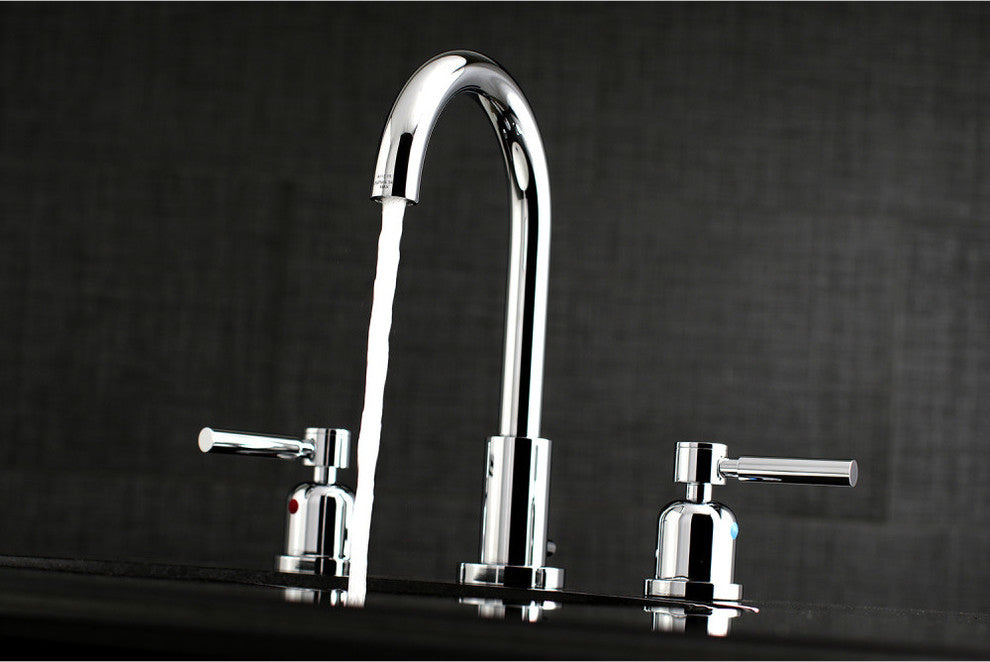 Fauceture Widespread Bathroom Faucet With Brass Pop-Up, Polished Chrome