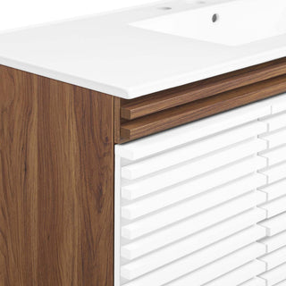 Render 48" Wall-Mount Bathroom Vanity, White Walnut White
