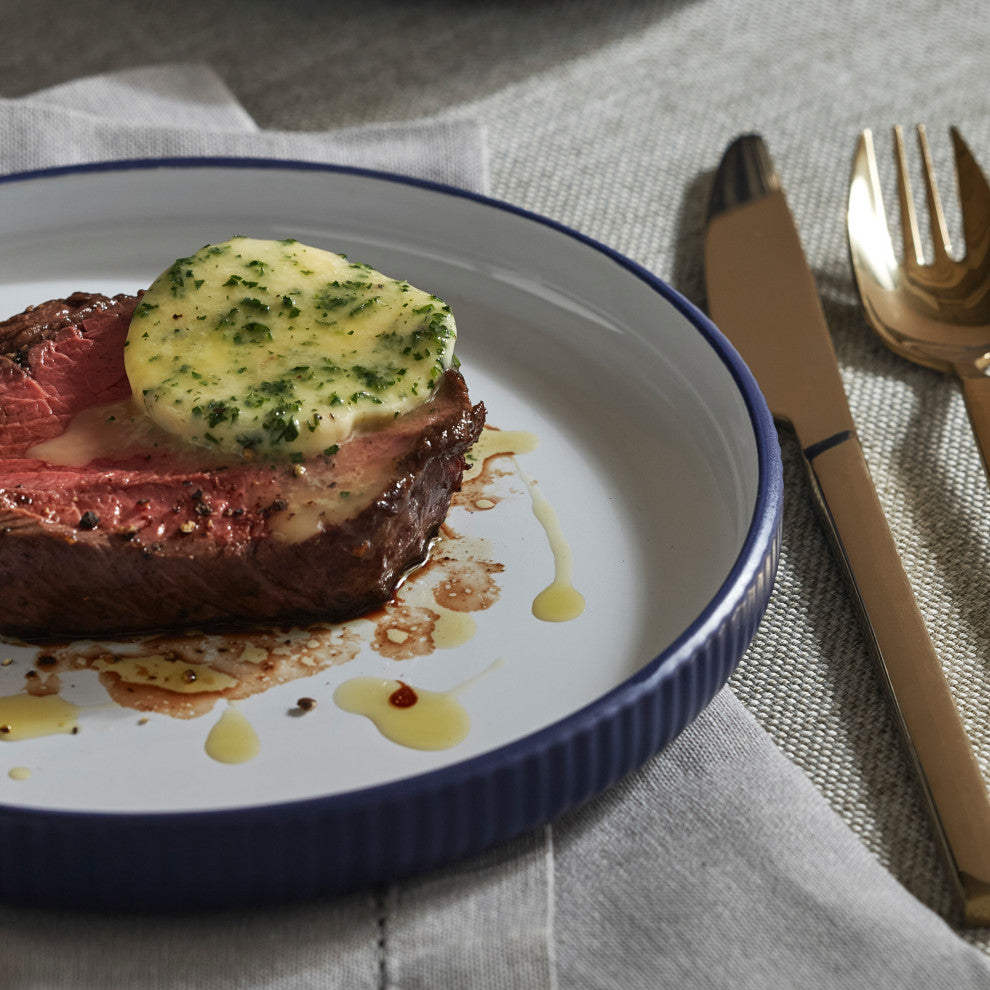 Christian Siriano Laro Stoneware 24 Piece Dinnerware Set, Dark Blue