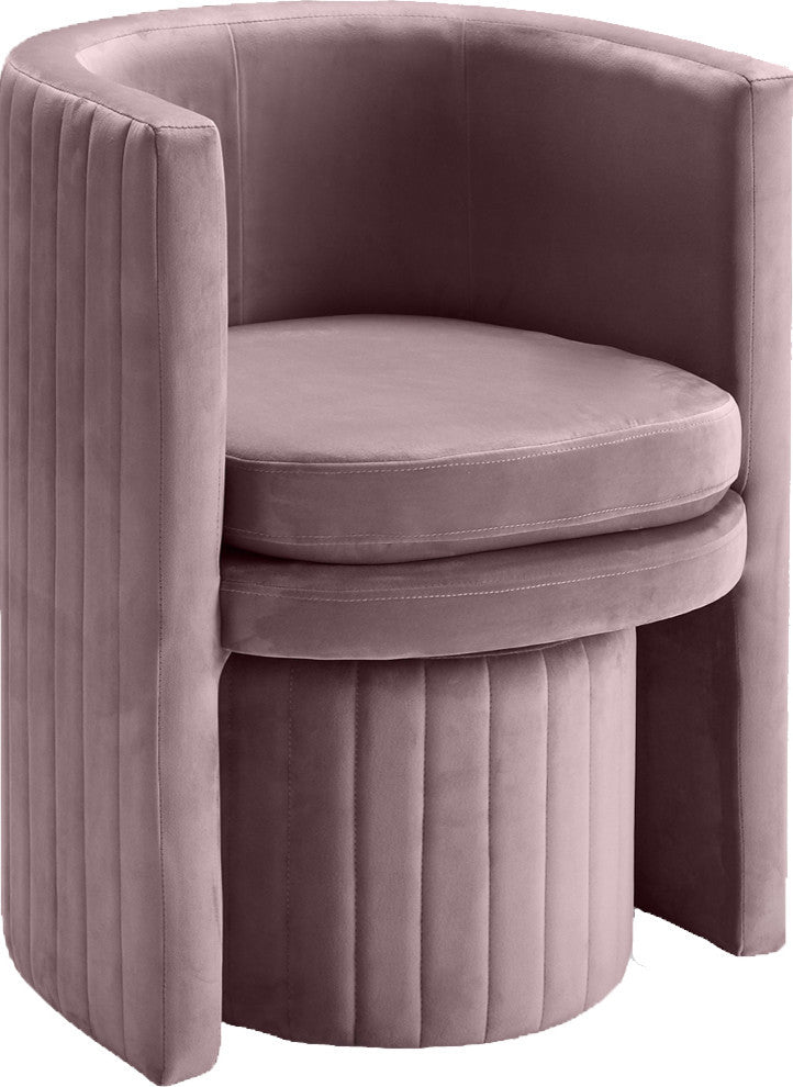 Selena 2-Piece Velvet Accent Chair and Ottoman Set, Pink