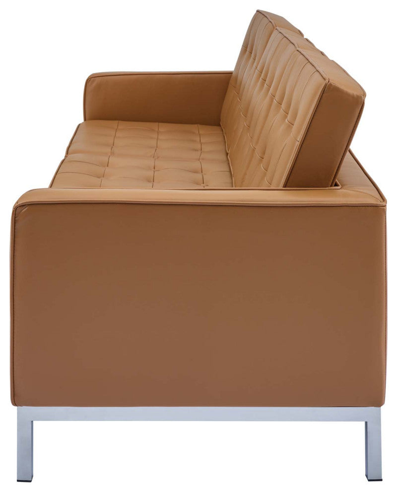 Sofa, Leather, Tan, Modern, Living Lounge Room Hotel Lobby Hospitality