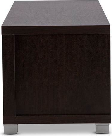 Gerhardine Dark Brown Wood 63" TV Cabinet With 3-drawer