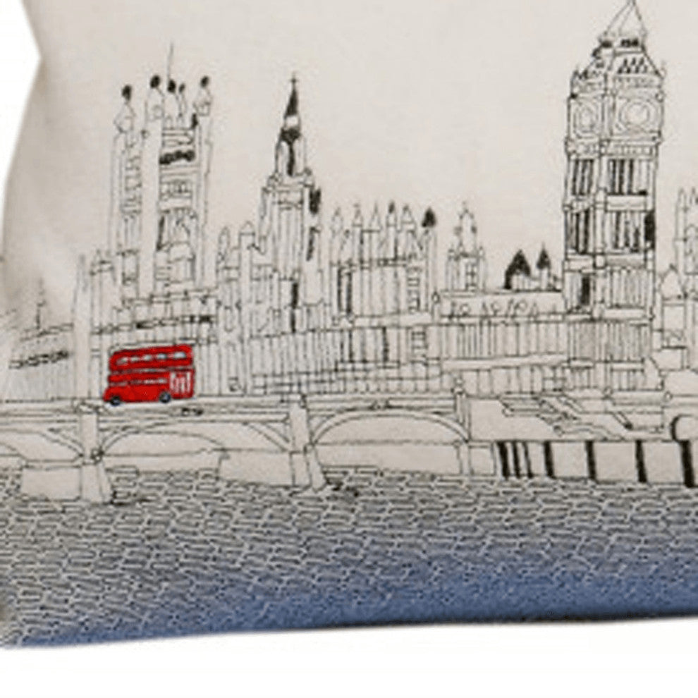 35" White London Daylight Skyline Lumbar Decorative Pillow