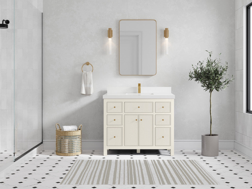 Sonoma 42" Single Sink Bath Vanity in Alabaster, 2" White Quartz