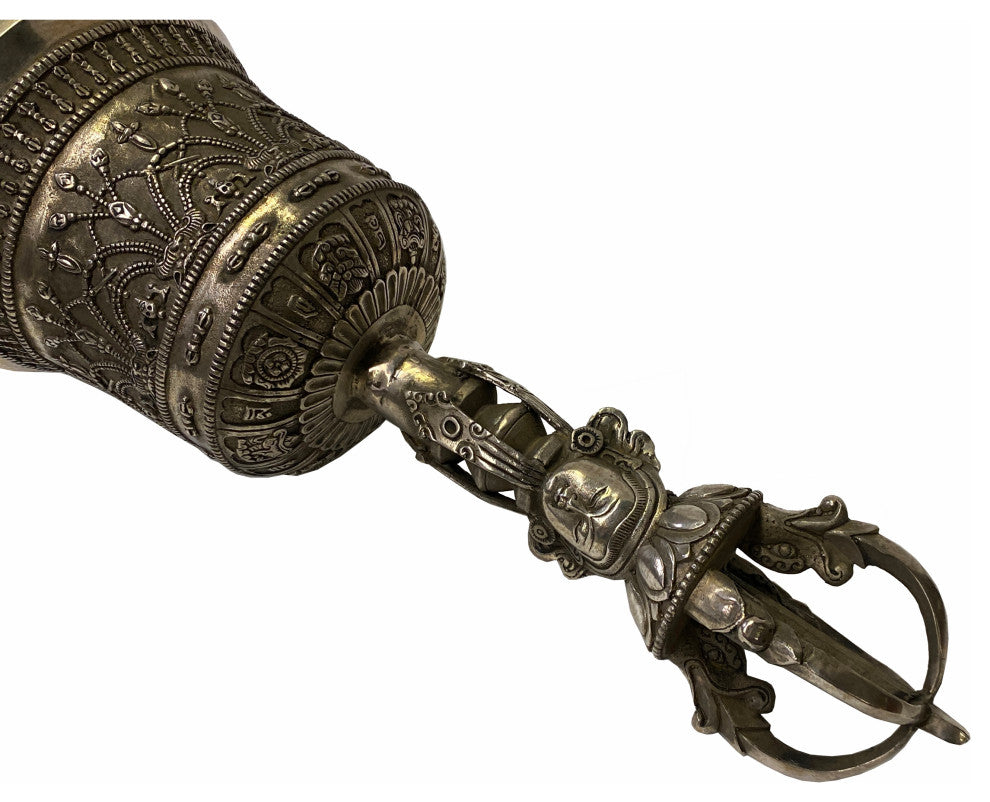 Handmade Silver Bronze Color Metal Tibetan Ritual Bell Display Hws1833