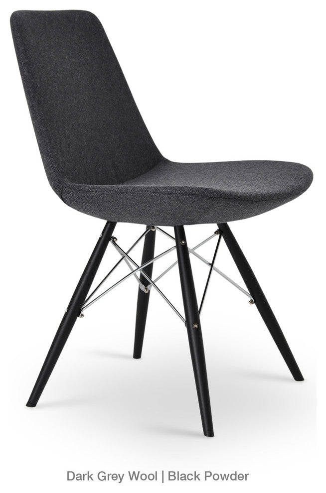 Eiffel Mw Dining Chair, Black Powder Steel Base, Dark Gray Camira Wool