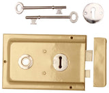 Rim Lock Brass Plated Only 6 1/8"Lx4"H, Brass