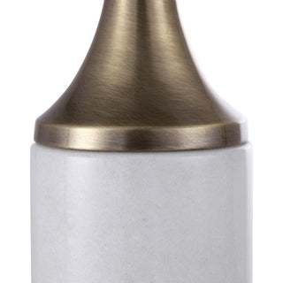 Minimalist Gold Brass White Marble Candle Holders 2-Piece Set