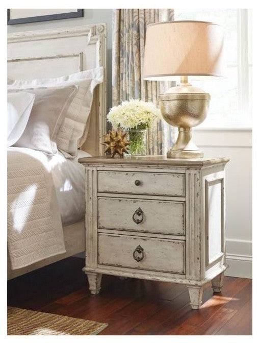 American Drew Southbury 3 Drawer Nightstand, Fossil and Parchment 513-420