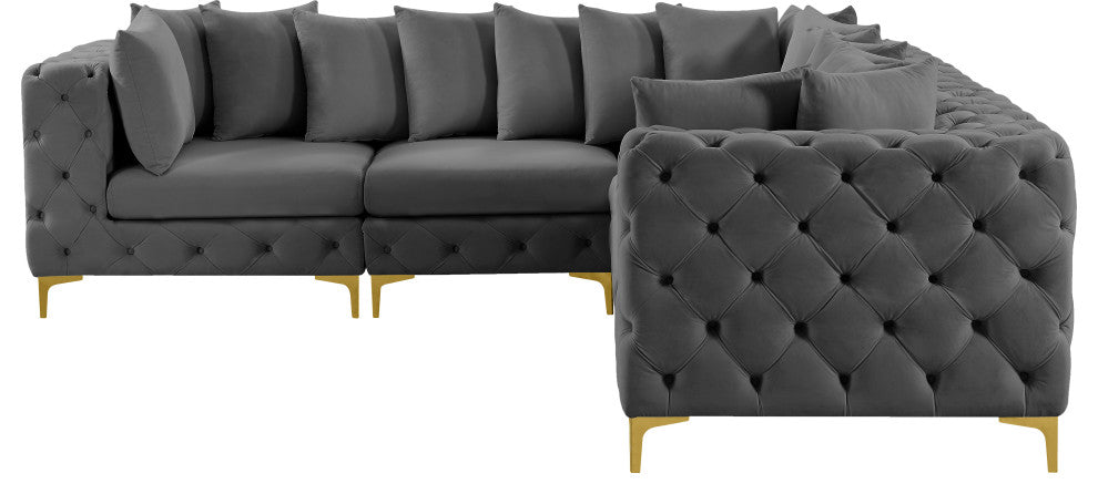 Tremblay Modular Sectional, Grey, L-Shaped, 5-Piece: Armless (2), Corner (3)