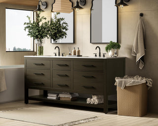 Home Living 72" Double Bathroom Vanity, Mocha Brown