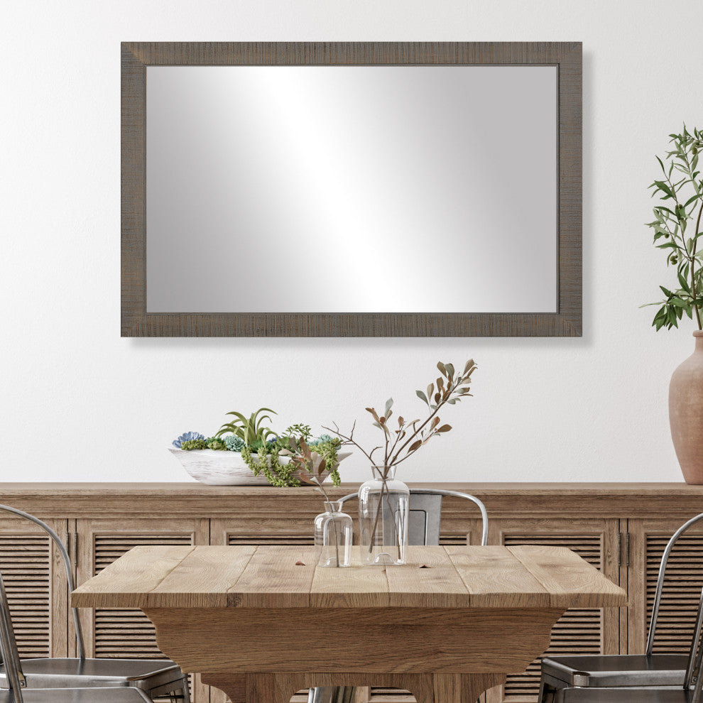 Huntington Framed Wall Mirror, Driftwood, 28"x36"