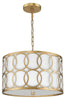 3 Light Drum Geometric Pendant in Gilded Gold