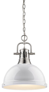 Golden Lighting Duncan 1 Light Pendant With Chain, Shade: White, Pewter