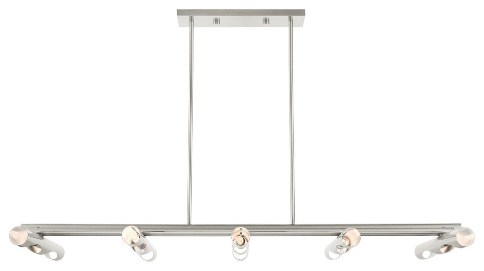 Brushed Nickel Contemporary, Minimal, Industrial, Urban, Sleek Linear Chandelier