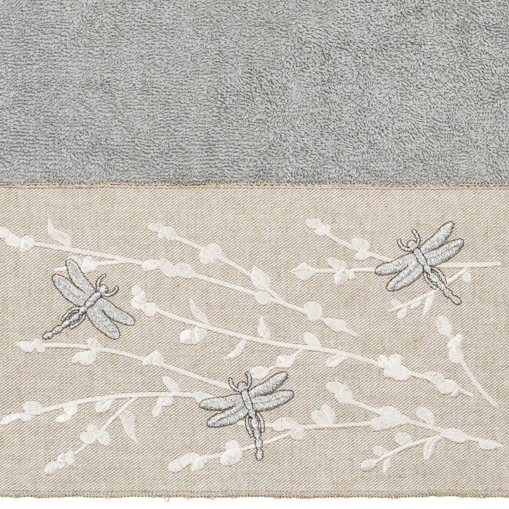 Linum Home Turkish Cotton Braelyn 3-Piece Embellished Towel Set, Light Gray
