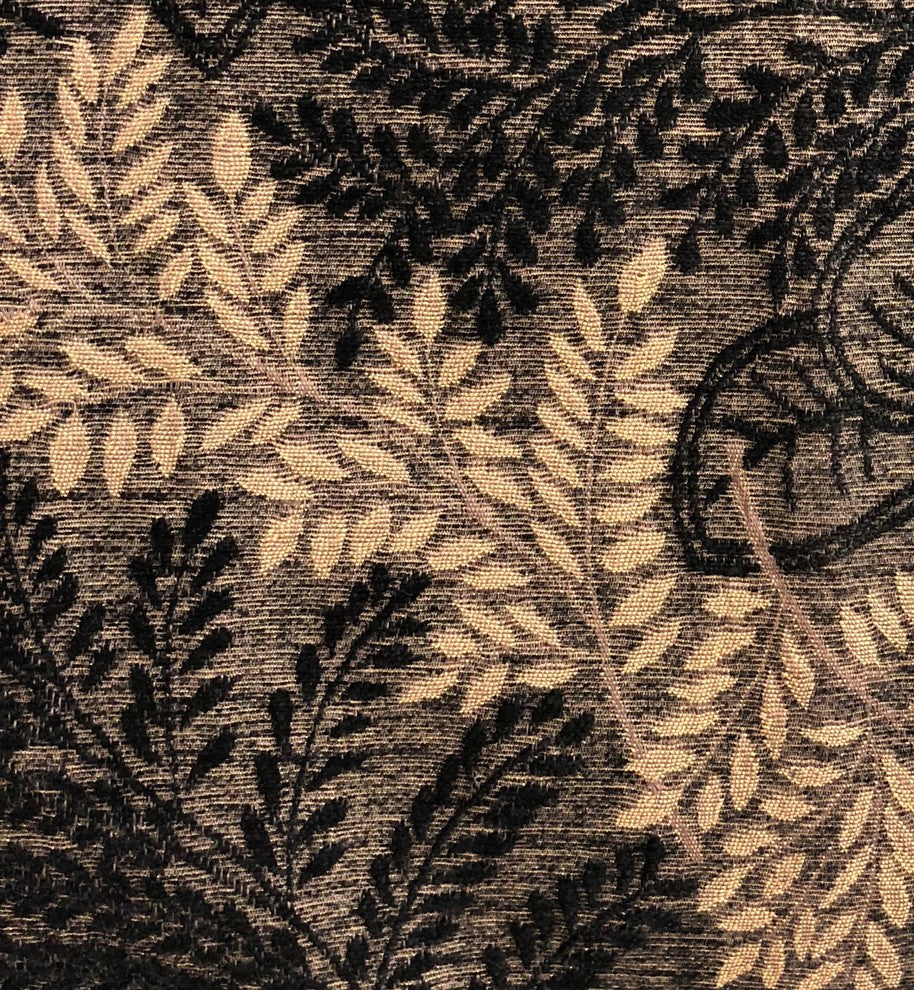 Bonzai Ebony Floral Throw Pillow in Black and Brown , 18"x18"