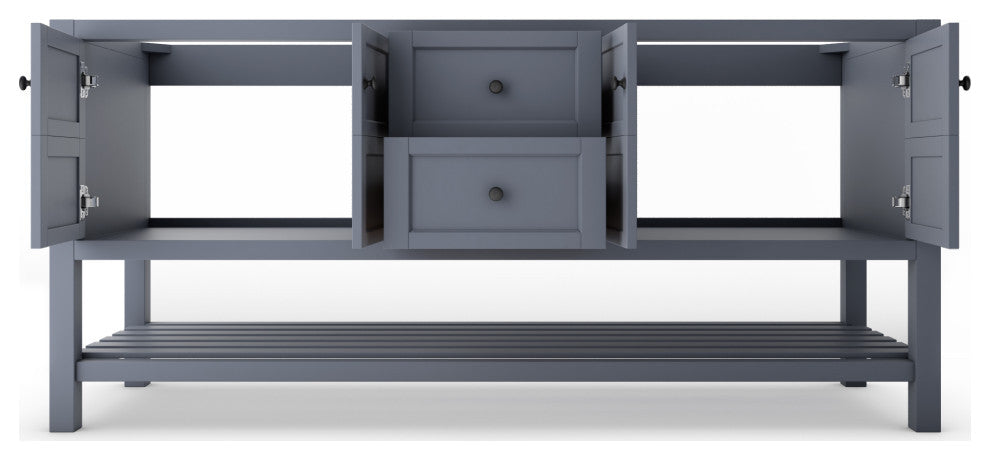 CastelloUSA Alicia 72" Freestanding Vanity, Base Only, Gray, Black Handles