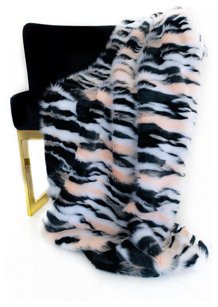 Plutus Fancy Faux Fur Luxury Throw Blanket, 108"x90"
