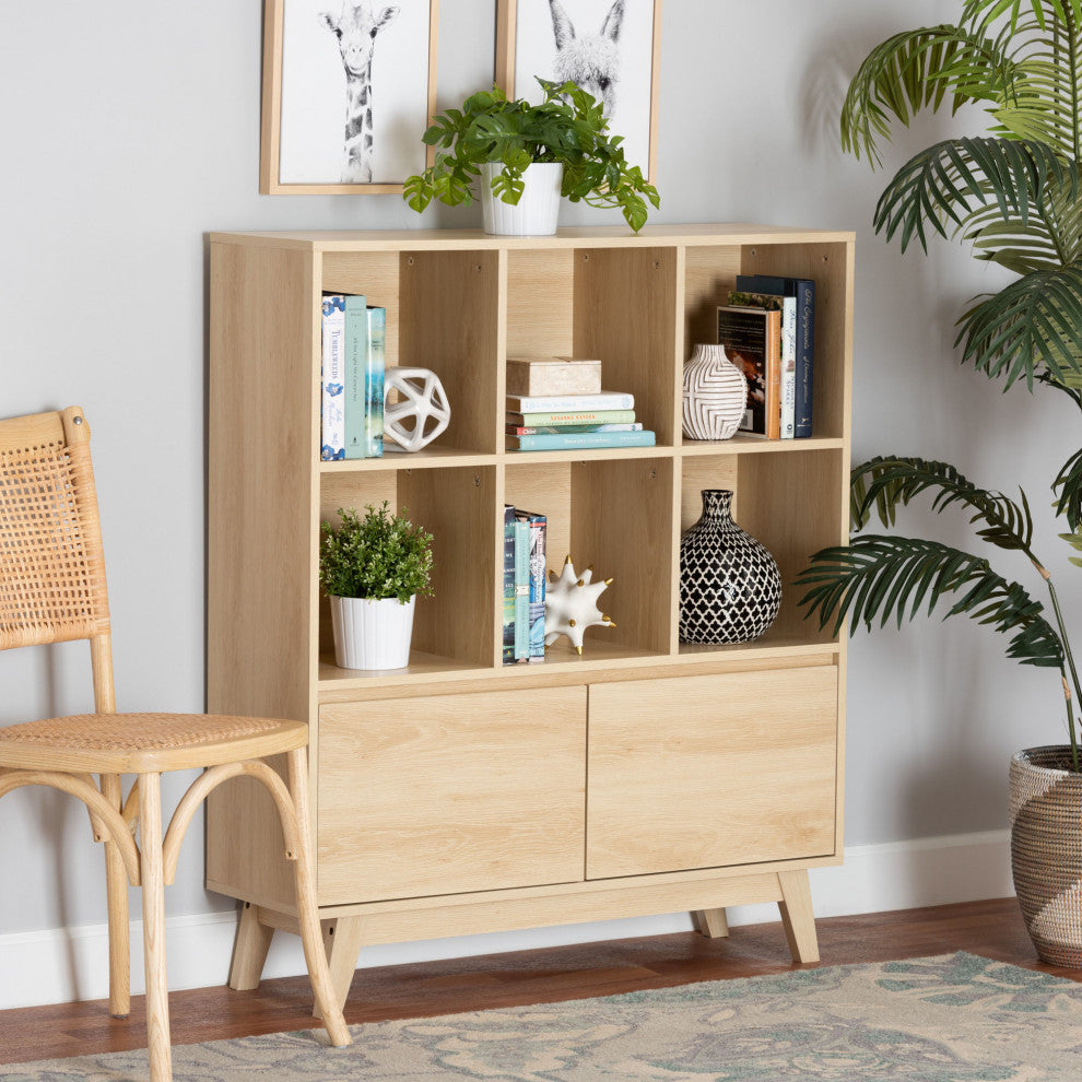 Vanda Oak Brown Finished Wood Bookshelf