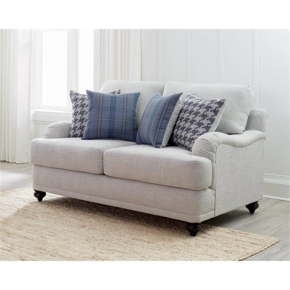 Coaster Contemporary Fabric Recessed Arms Upholstery Loveseat in Gray
