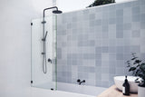 58.25"x28" Frameless Shower Bath Fixed Panel, Matte Black