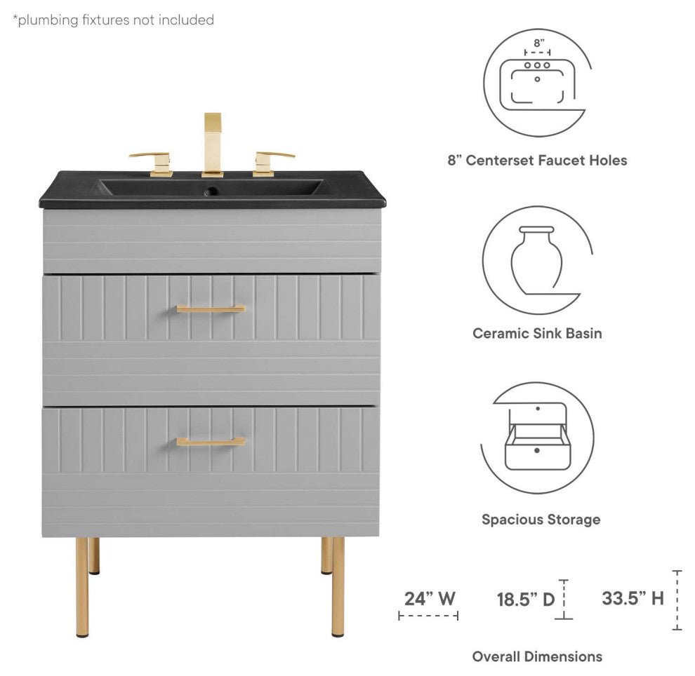Daybreak 24" Bathroom Vanity, Light Gray Black