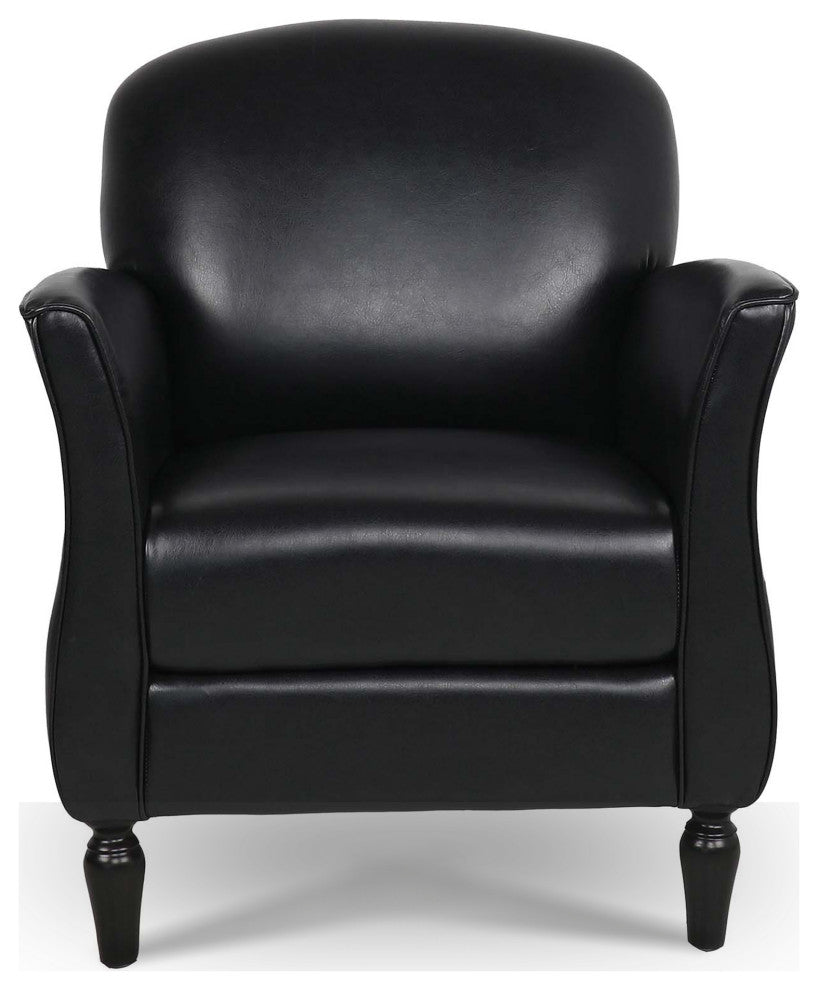 Faux Leather/Fabric Armchair with Wood Legs, Black, 26'' X 30''