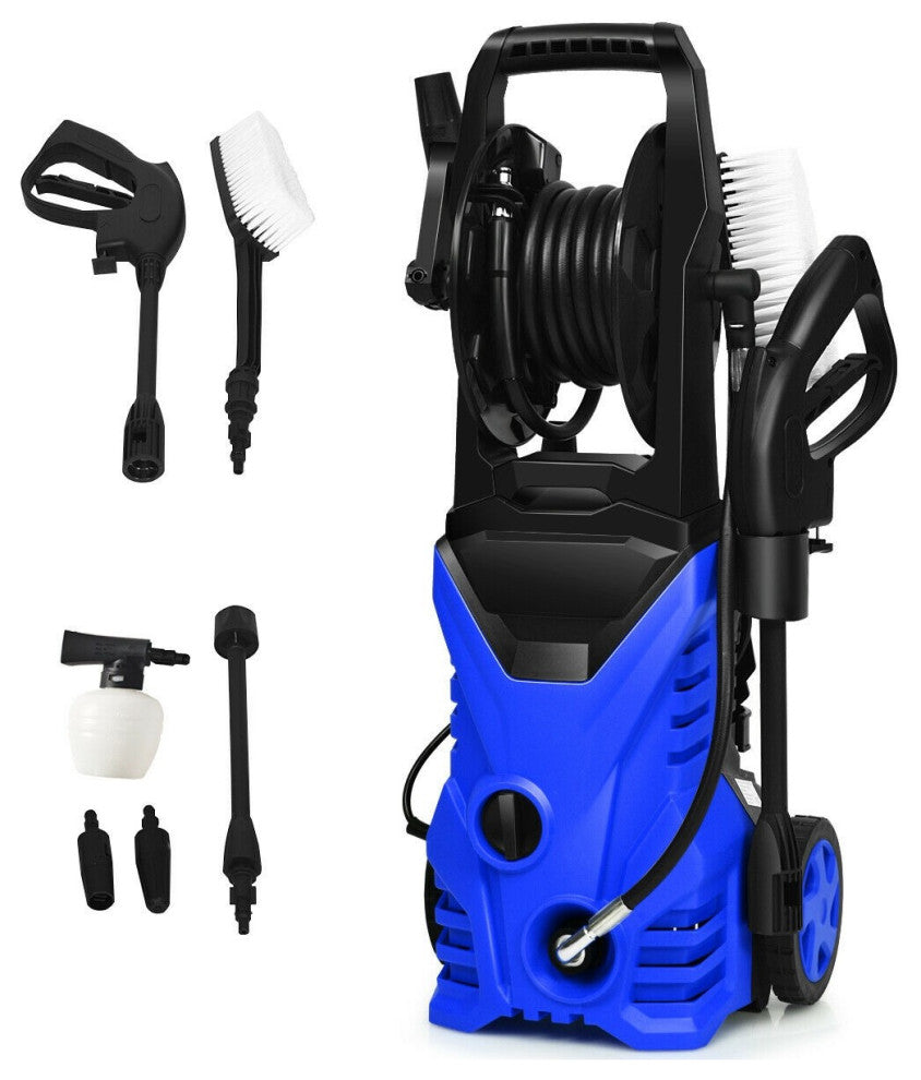 Costway 2030PSI Electric Pressure Washer Cleaner 1.7 GPM 1800W w Hose Reel Blue