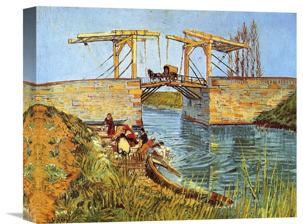 "Langlois Bridge Women Washing" Canvas Giclee by Vincent Van Gogh, 16"x13"