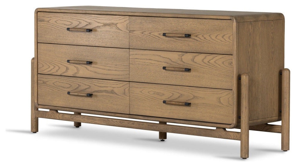 Caroline 6 Drawer Dresser-Smoked Oak