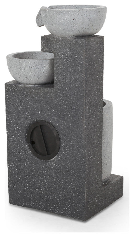 Colquitt Catoosa Outdoor Modern 3 Tier Fountain, Multi-Gray