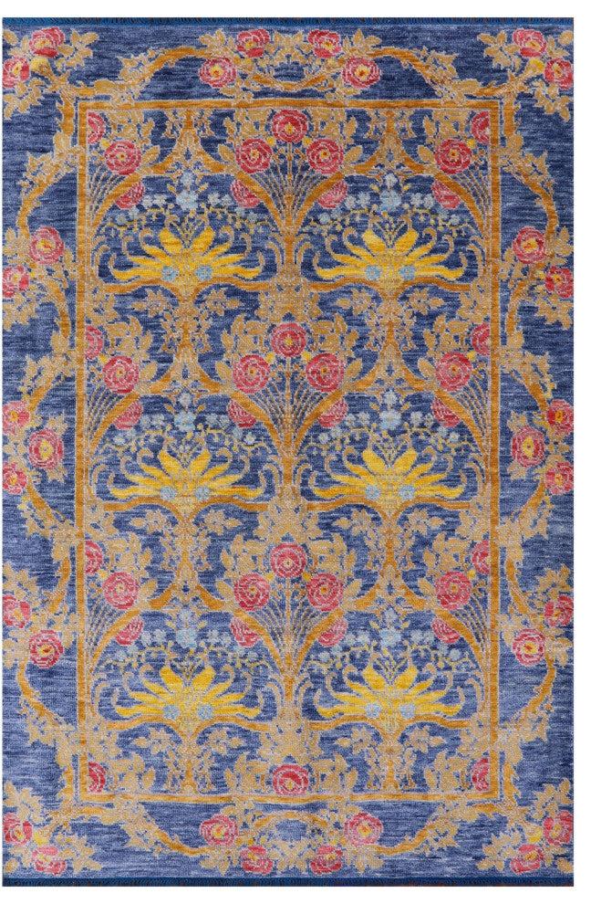 Hand-Knotted William Morris Wool Rug 6' 3" X 9' 4" - Q13357