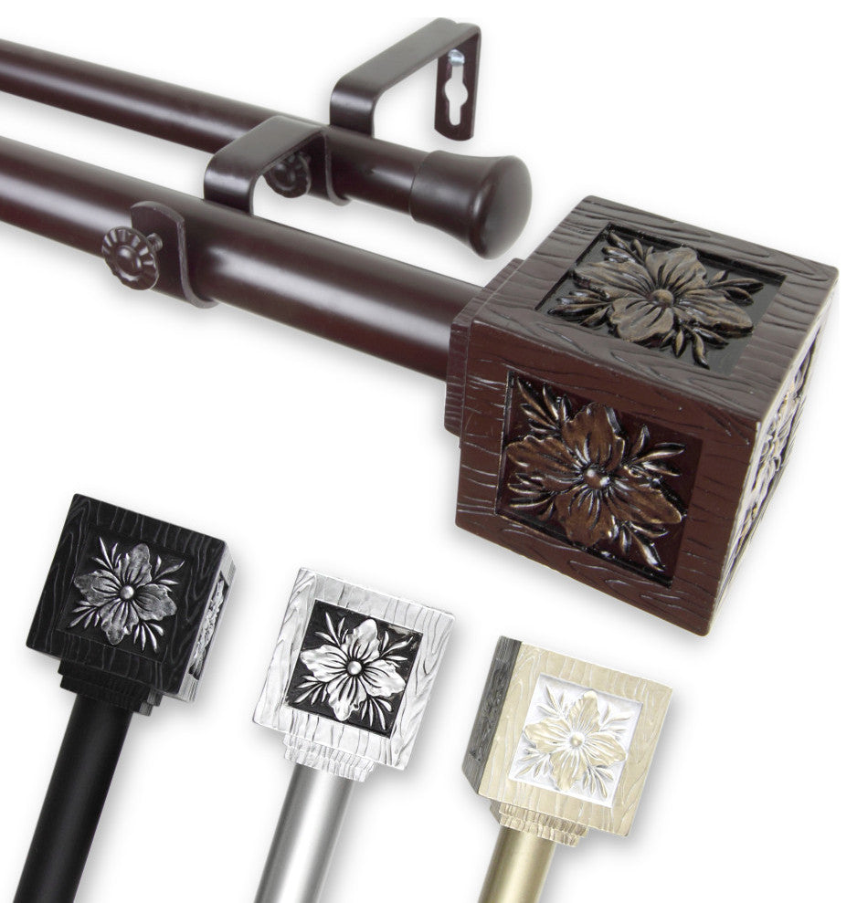 Zula 1" Double Curtain Rod, Light Gold, 48-84"