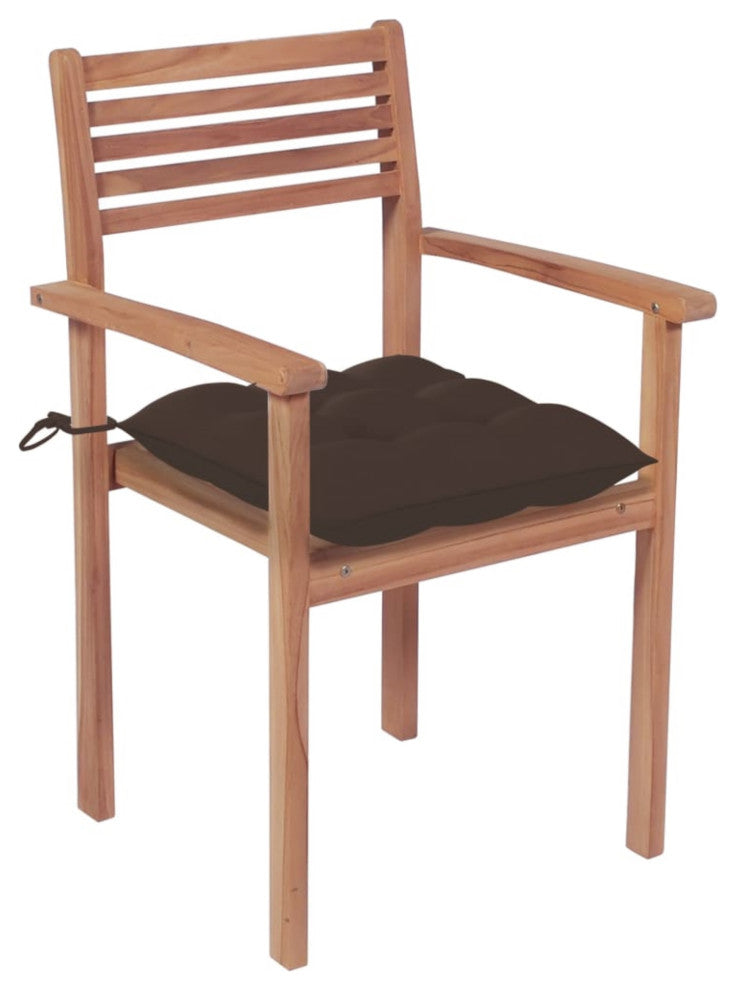 Vidaxl Garden Chairs, Set of 4, With Taupe Cushions Solid Teak Wood