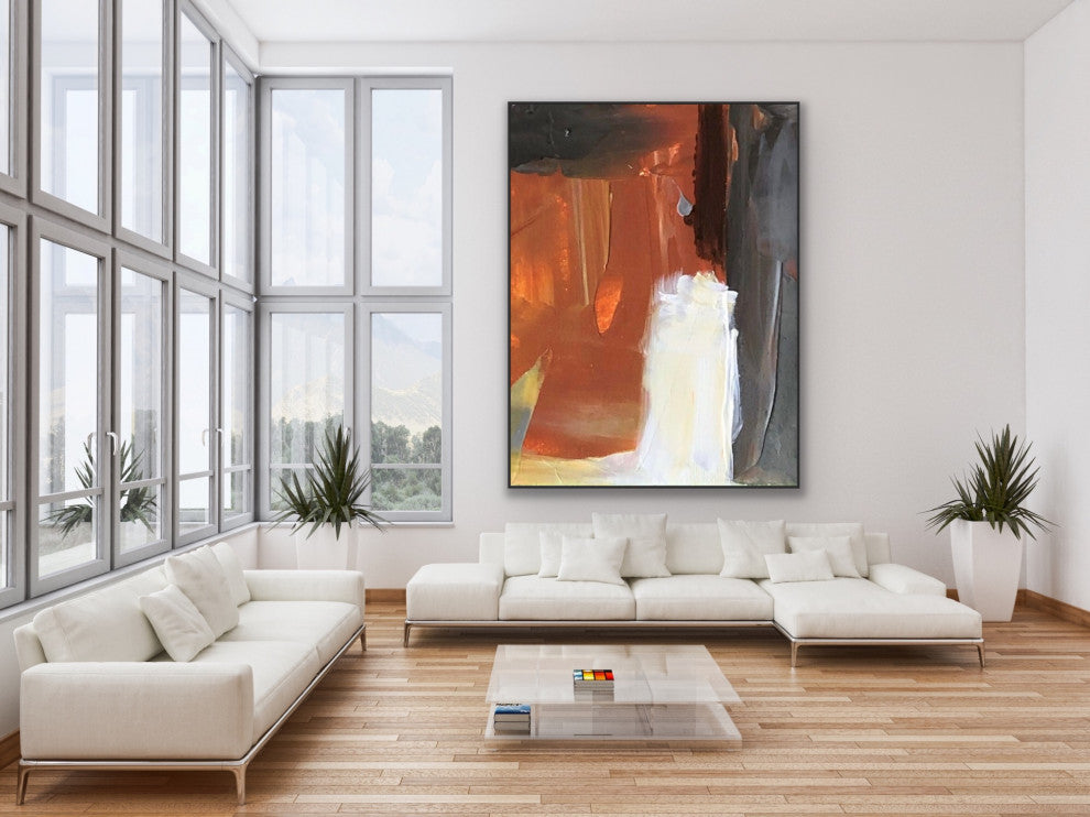 60x48 IN Adventure Original Brown orange Abstract Art Contemporary