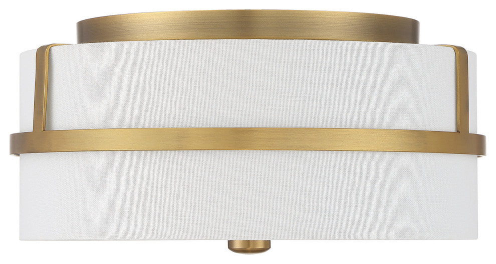 2-Light Ceiling Light, Matte Black, Natural Brass