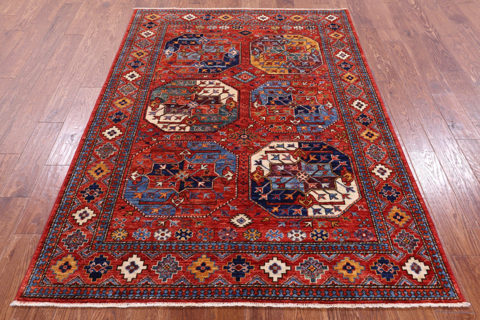 4' 11" X 6' 9" Hand-Knotted Bokhara Wool Rug - Q12682