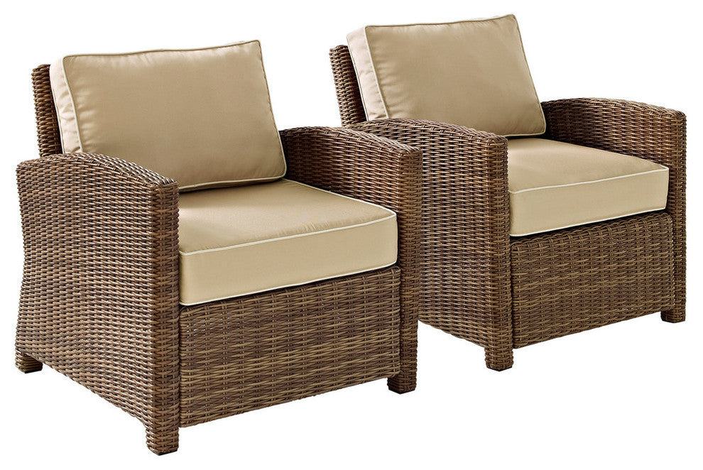Bradenton 2-Piece Outdoor Wicker Seating Set With Sand Cushions