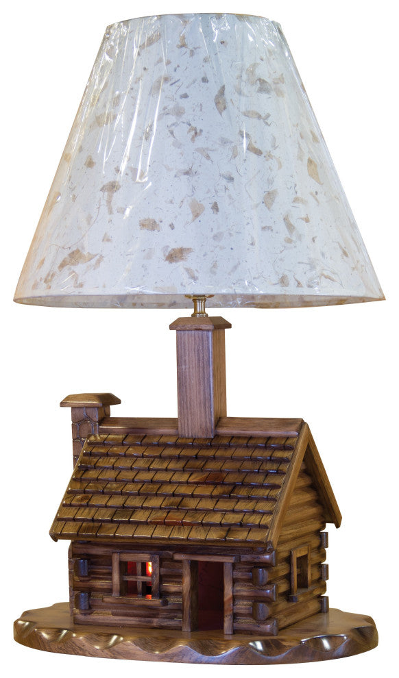 Pine Log Cabin Lamp