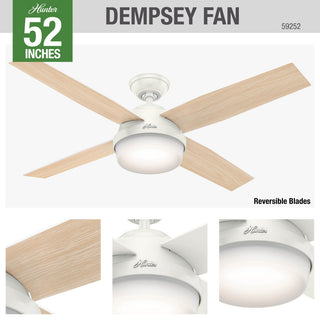 Hunter Fan Company 52" Dempsey Damp Fresh White Ceiling Fan With Light/Remote