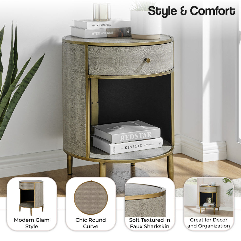 Loretta Faux Shagreen Side/ End Table