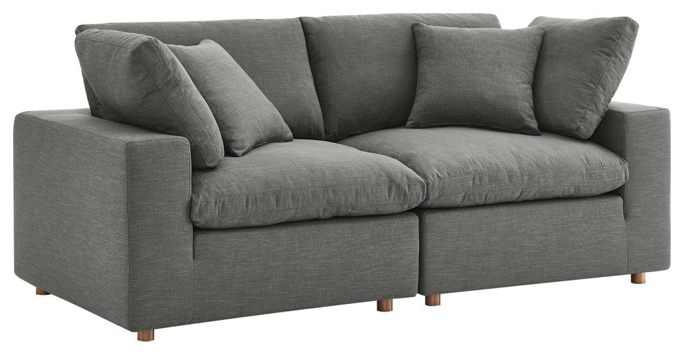 Gray Commix Down Filled Overstuffed 2 Piece Sectional Sofa Set