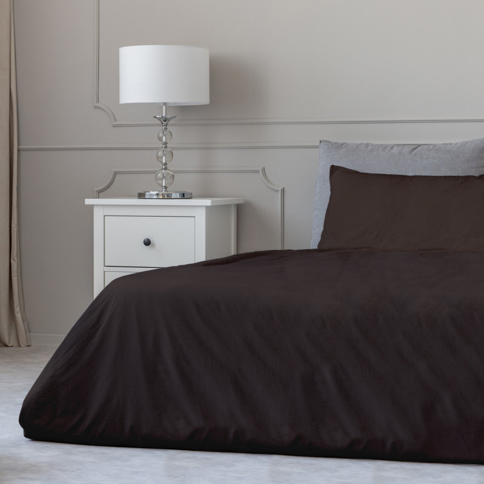 Egyptian Cotton Feel Cool Soft, 4-Piece Sheet, Deep Pockets, Chocolate, Twin/Twi
