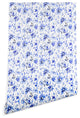 Deny Designs Schatzi Brown Lovely Floral White Blue Wallpaper, Blue, 2'x10'