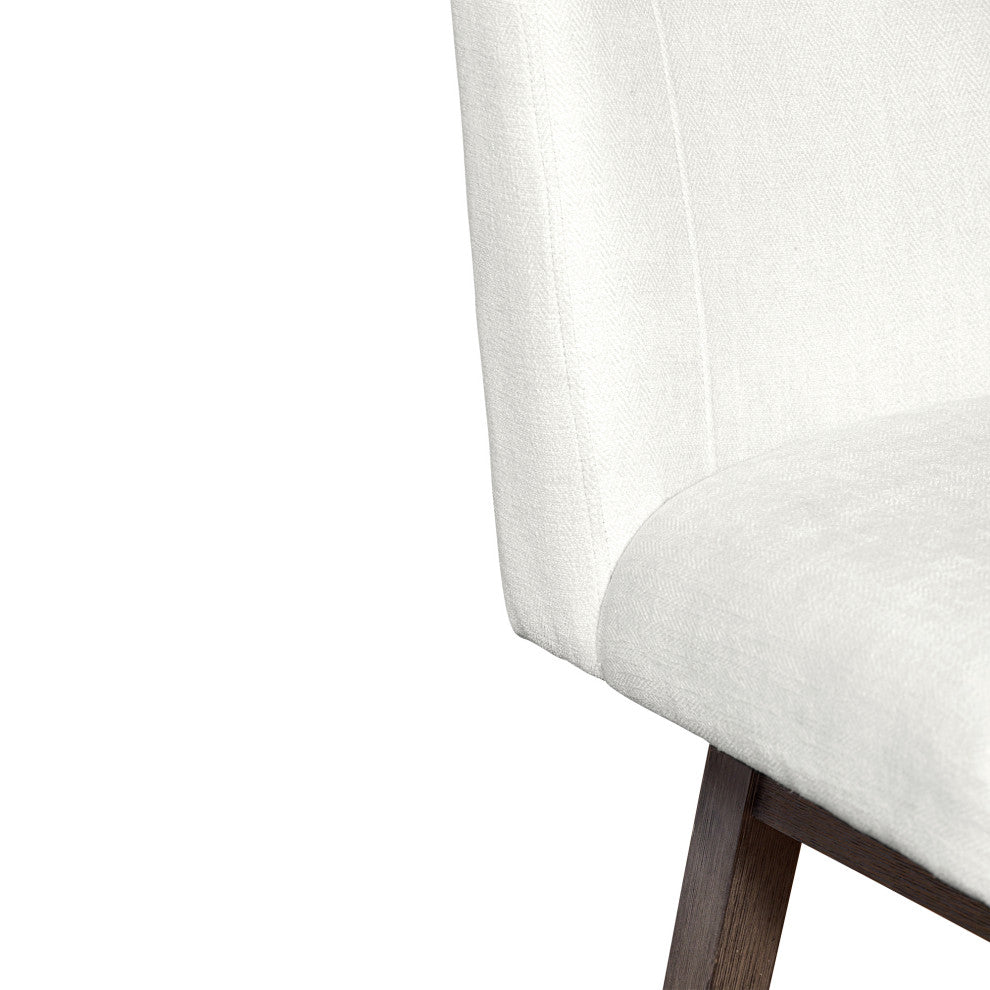Basila Swivel Counter Stool in Grey Oak Wood Finish with Pearl Fabric