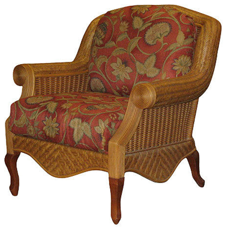 Palm Beach Arm Chair in Cinnamon, Mint Fabric
