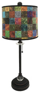 28" Crystal Buffet Lamp With Colorful Patchwork Shade, Oil Rubbed Bronze, Single